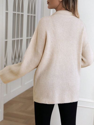 Maternity Notched Neck Drop Shoulder Sweater