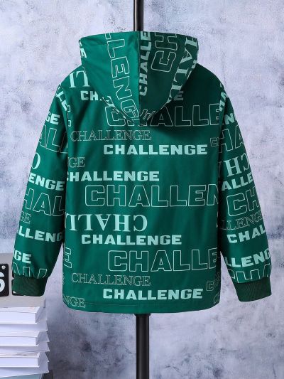 Boys' Thickened Windproof Printed Jacket For Autumn And Winter