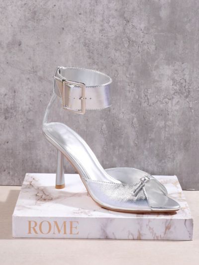 Women's Solid Color Pointed Toe High Heel Sandals