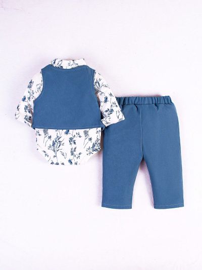Baby Boys' Handsome Gentleman Suit Vest, Long Sleeve Shirt And Pants Set For Autumn And Winter