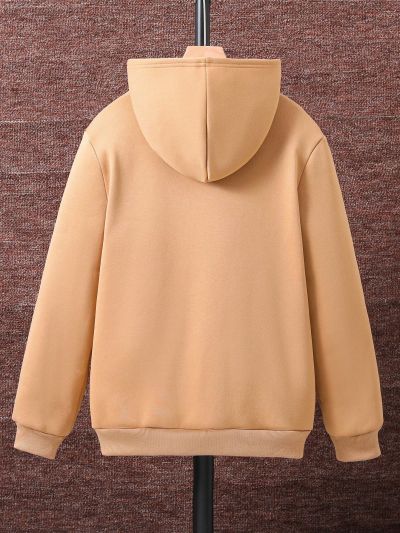 Teenage Boys' Solid Color Hooded Fleece Sweatshirt