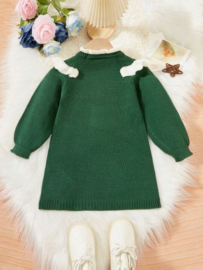 Infant Girls' Color Block Ruffle Hem Sweater Dress