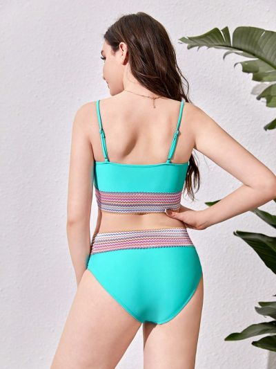 Striped Swimsuit Set For Teen Girls