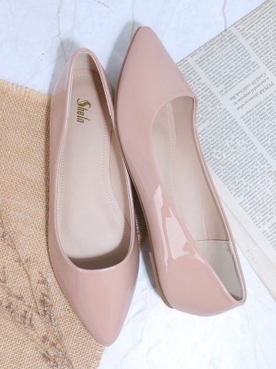Vegan Leather Pointed Toe Ballet Flats