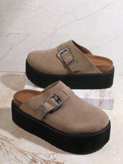 Women's Khaki Chunky Sole Flat Shoes