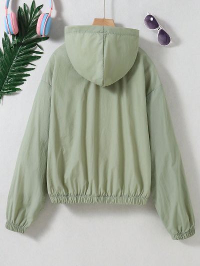 SHEIN Kids EVRYDAY Teenage Girls' Hooded Lightweight Jacket