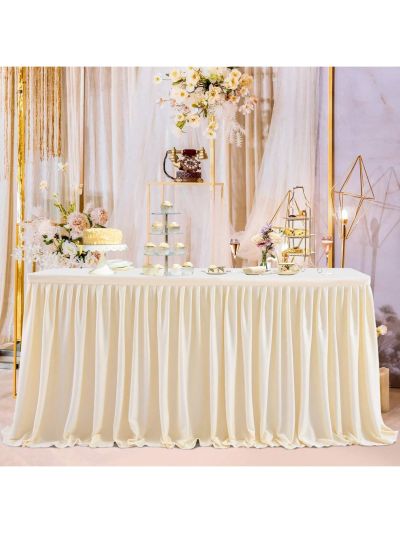 Table Skirt Pleated Ruffle Tablecloth For Wedding Birthday Party Baby Shower Table Decoration