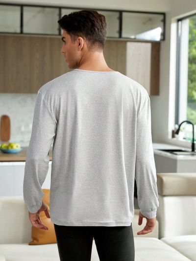 Men Solid Half Button Tee