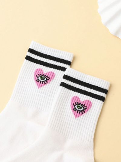 Maria Clara Maia Striped Eye Pattern Casual Mid-Calf Socks