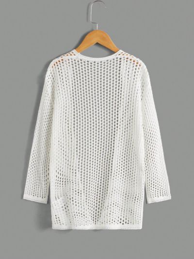 Simple And Fashionable Women'S Hollow Out Knitted Cardigan