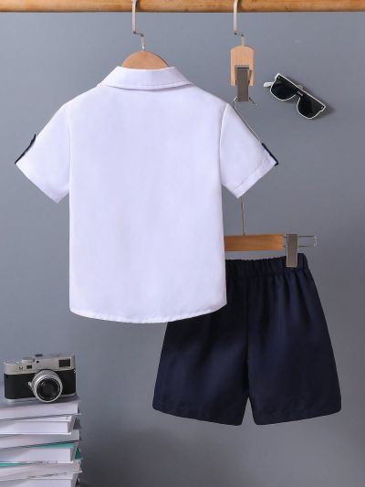 Toddler Boys' Gentleman Style Short Sleeve Shirt And Shorts Set