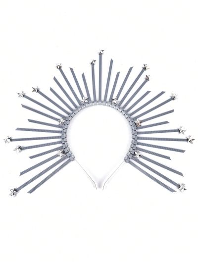 1pc Gold-color Five-pointed Star & Goddess Crown Design Gray Headband