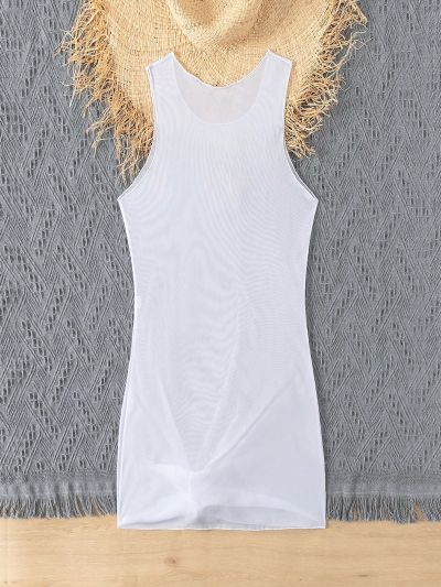 Solid Color Twisted Knot Tank Top Cover Up For Teen Girls