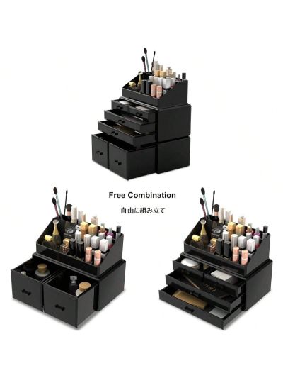 Makeup Organizer 3 Pieces Cosmetic Storage Case with 6 Drawers