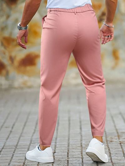 Manfinity Mode Men's Solid Color Slim-fit Dress Pants