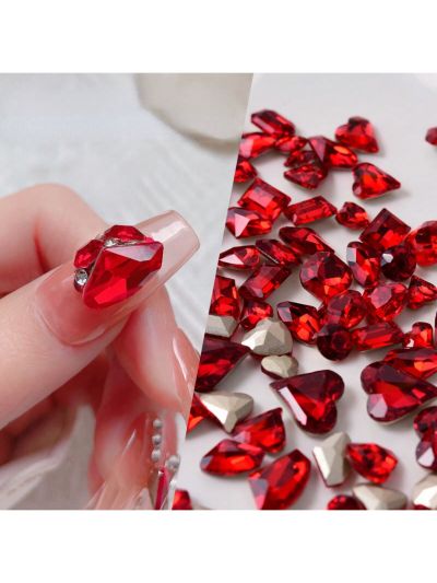 24pcs Red Nail Rhinestones