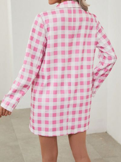 SHEIN Frenchy Women'S Plaid Suit Jacket And Skirt Set