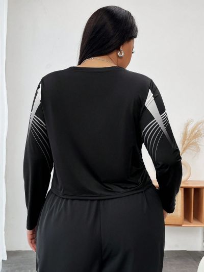 SHEIN CURVE+ Women's Plus Size Letter Printed T-shirt