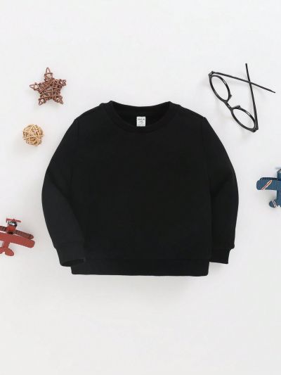 SHEIN Baby Boys' Round Neck Slogan Print Sweatshirt