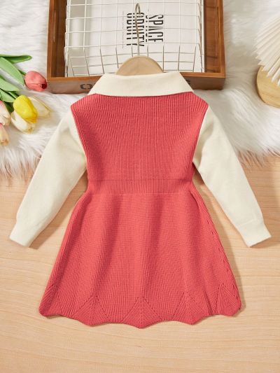 Infant Girls' Contrast Color Knit Sweater Dress
