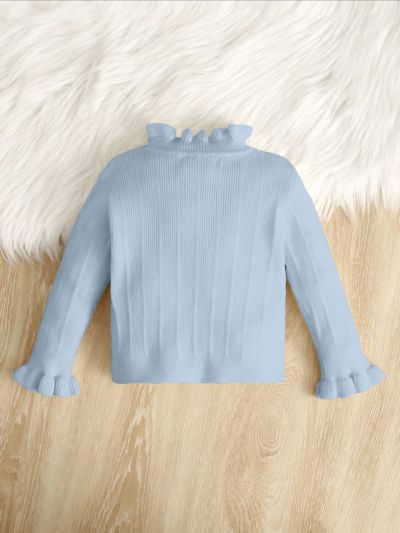 SHEIN Infant Girls' Long Sleeve Round Neckline Cute Pullover Sweater