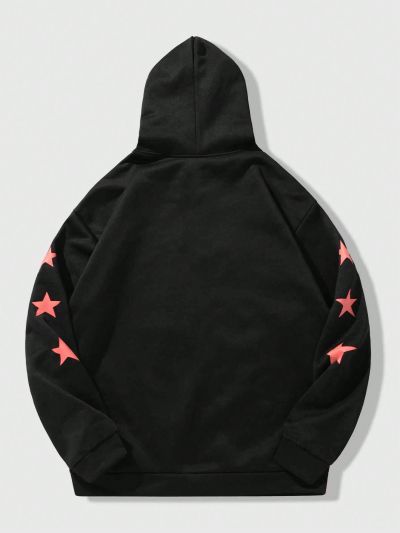 ROMWE Street Life Men's Character Print Black Hoodie