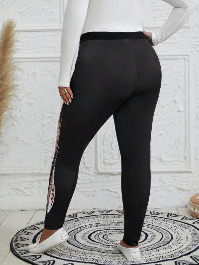 EMERY ROSE Plus Size High Waist Leopard Print Bottoms