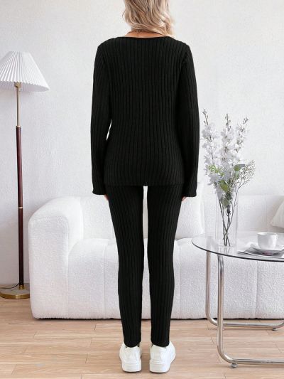 SHEIN Maternity Crossover Striped Long Sleeve T-Shirt And Leggings Set