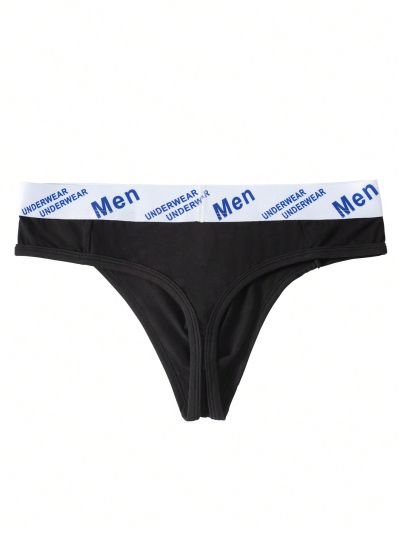Men'S Letter Print Drawstring Thong Underwear