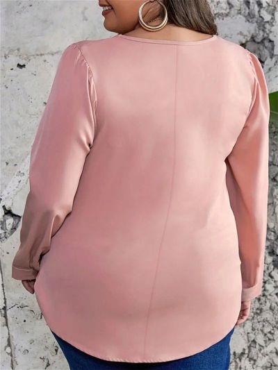 Plus Size Solid Color Pleated Shirt