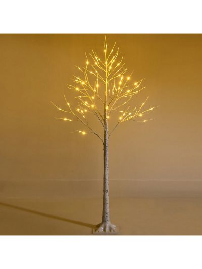 Costway 5ft Pre-lit White Twig Birch Tree for Christmas Holiday w/ 72 LED Lights