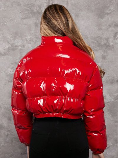 Teen Girl Slant Pocket Zip Up Puffer Coat