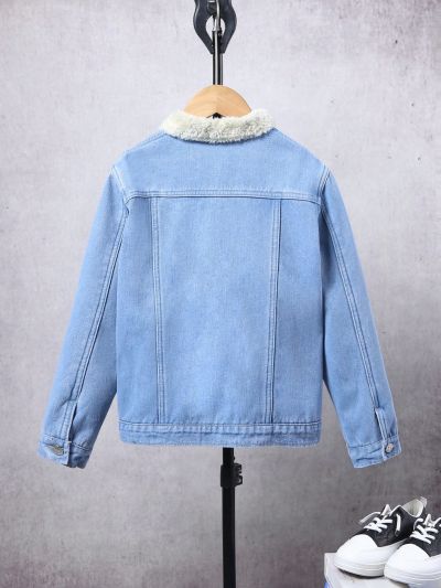 Tween Boy Flap Detail Button Front Teddy Lined Denim Jacket