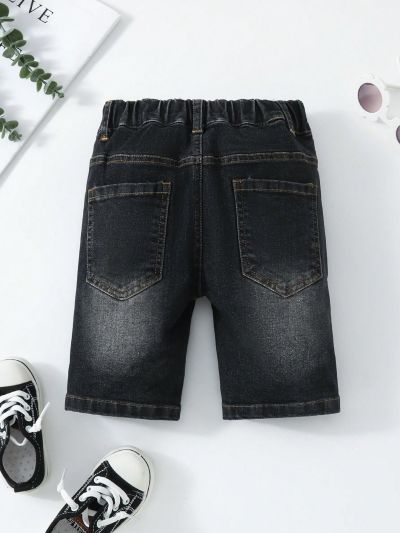 Young Boy Distressed Straight Leg Denim Shorts