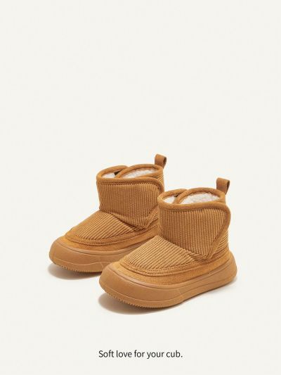 Cozy Cub Unisex Fashionable Camel Color Velvet Home & Casual & Comfortable & Warm Snow Boots