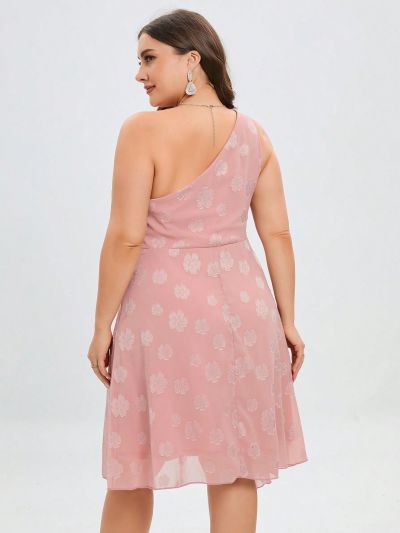 Plus One Shoulder Asymmetrical Hem Chiffon Bridesmaid Dress