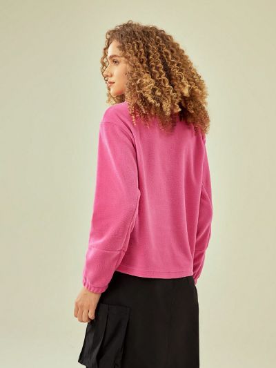 In My Nature Letter Graphic Zip Half Placket Fleece Sweatshirt