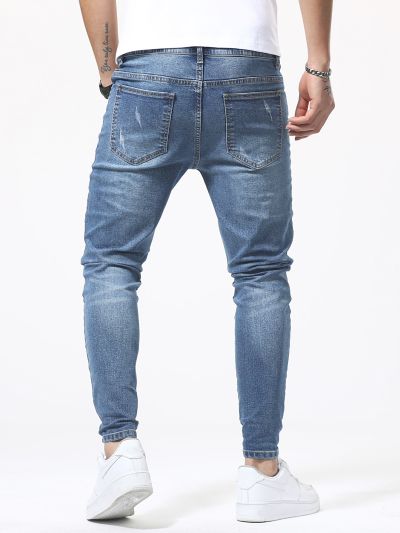 Manfinity Men Ripped Frayed Skinny Jeans
