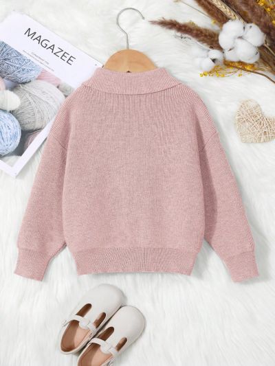 SHEIN Kids CHARMNG Girls' (little) High Neck Drop Shoulder Sweater