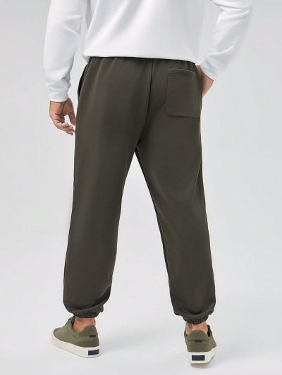 Men Plus Letter Graphic Drawstring Waist Sweatpants