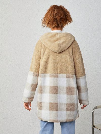 Teen Girl Two Tone Hooded Teddy Coat