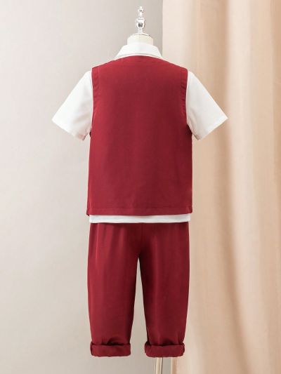 SHEIN Kids FANZEY 3pcs/Set Tween Boys' Gentleman Suit