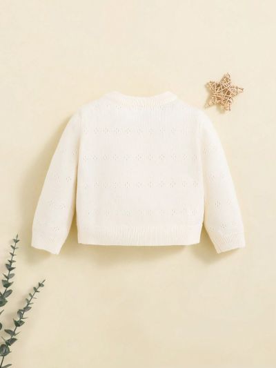 SHEIN Baby Boy Newborn Cute Bear Embroidered Casual Cardigan