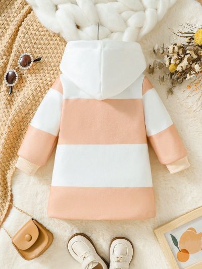 Infant Girls' Duffle Coat With Hood & Toggle Buttons