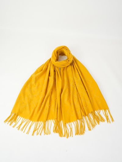 1pc Pearl & Rhinestone Embellished Casual Ladies' Scarf, Fashionable Shawl For Decoration