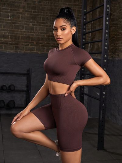 Women's Raglan Short Sleeve Athletic Two Piece Set