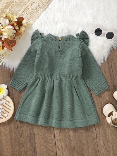 Baby Girls' Ruffle Edge Knitted Dress