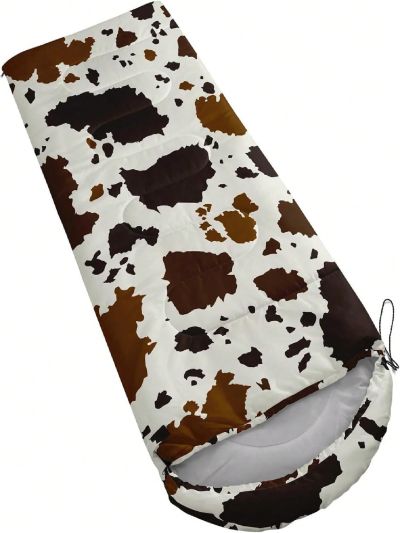 CVHOUSE Brown Cow Camping Sleeping Bags,3 Season Warm & Cool Weather,Lightweight,Waterproof Sleeping Bags for Adults & Kids,Traveling,and Outdoors,Camping Gear Equipment,31x90inch