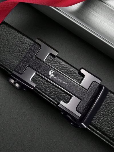 1pc Men's Fashion Business Casual Versatile Smooth Buckle Pu Leather Belt For Meeting And Travel