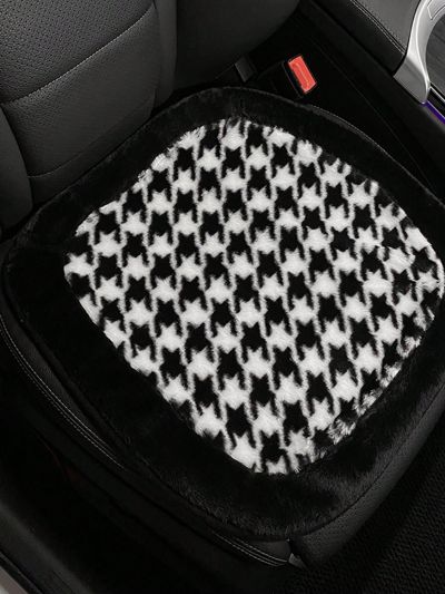 New Arrival Car Seat Cover Winter Plush Car Pad In Quilting Check Design, Heated And Anti-freezing, 1pc